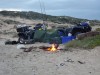 camping , night beach fishing