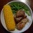 YFT pan fried with corn, beans and rice