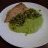 Fish with asparagus sauce and broad bean puree